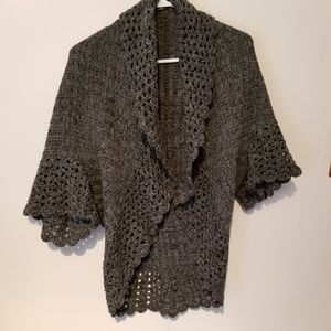 Mak crochet detail knit cardigan sweater.